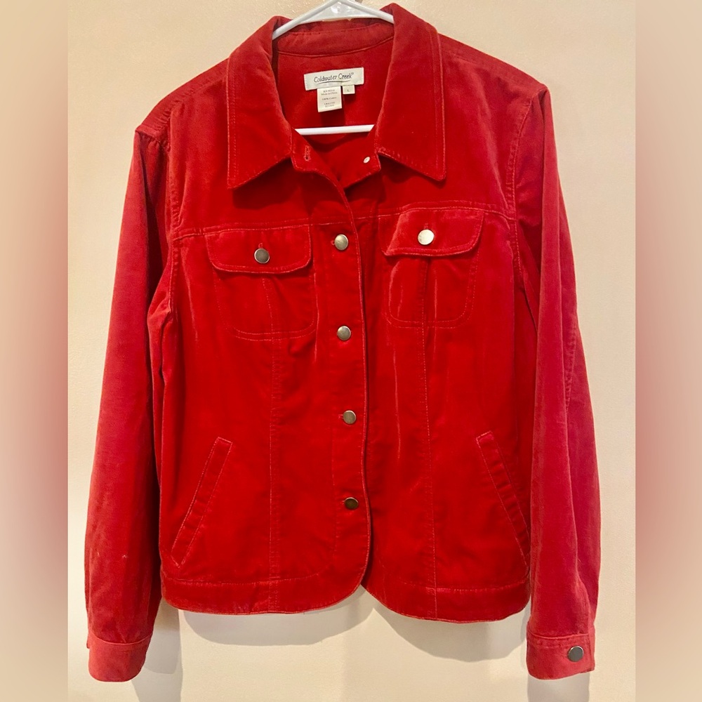 Coldwater Creek velvet jacket Coral orange size L
